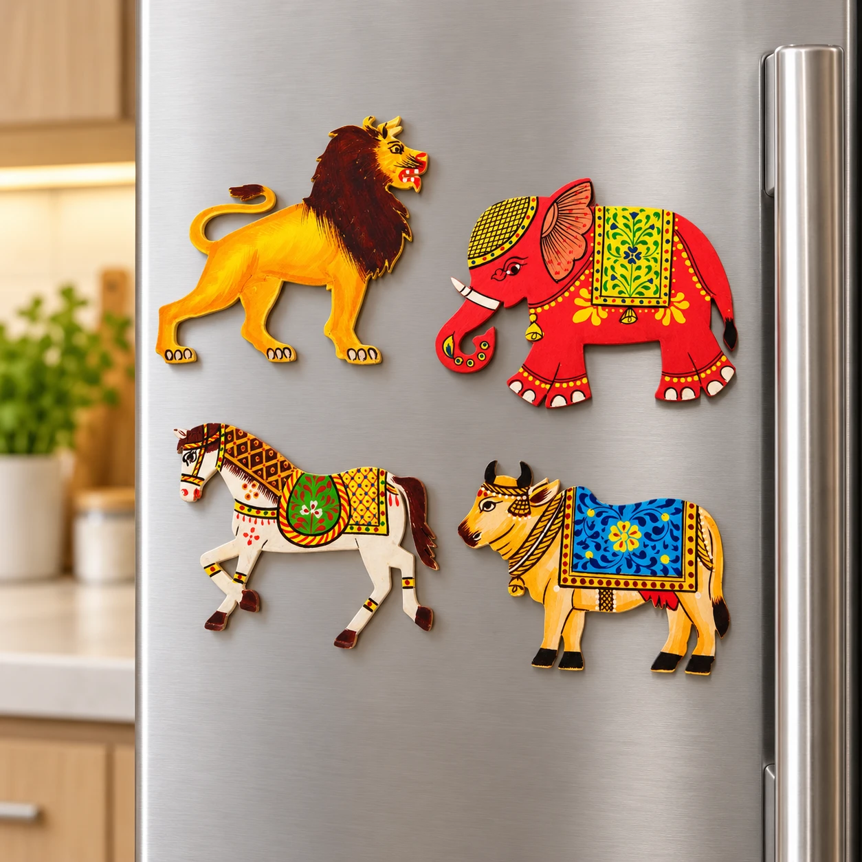 Hand painted Christmas ornaments set of 7 pcs |Fridge Magnets | Indian souvenir, Christmas Gift