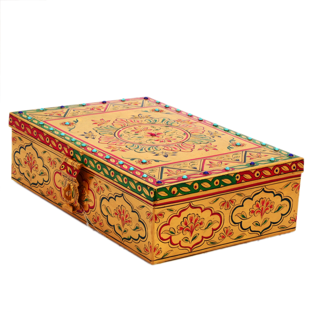 Hand-Painted Mughal Art Stainless Steel Box
