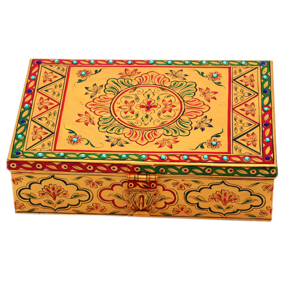 Hand-Painted Mughal Art Stainless Steel Box