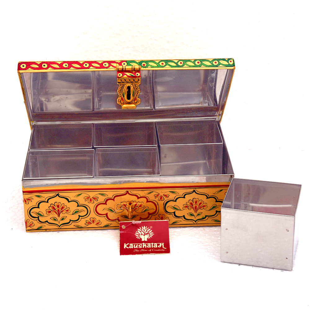 Hand-Painted Mughal Art Stainless Steel Box