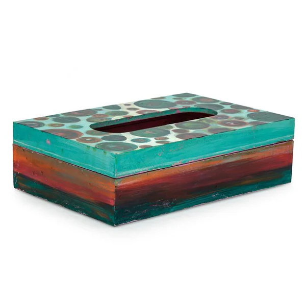 Hand Painted Wooden Tissue Box : Floresta