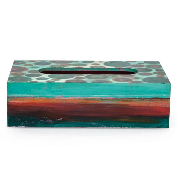 Hand Painted Wooden Tissue Box : Floresta