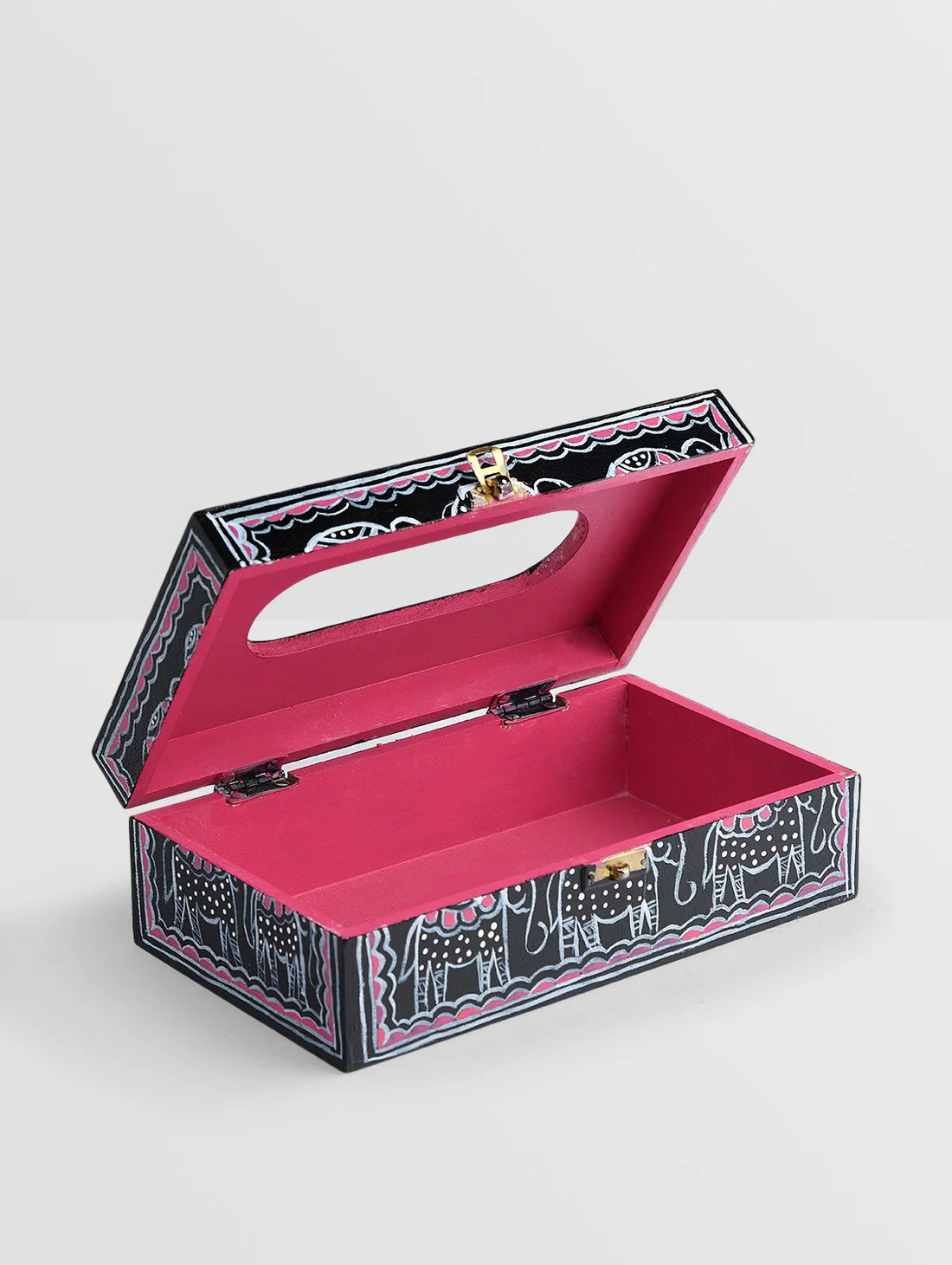 Hand Painted Wooden Tissue Box : Elephant