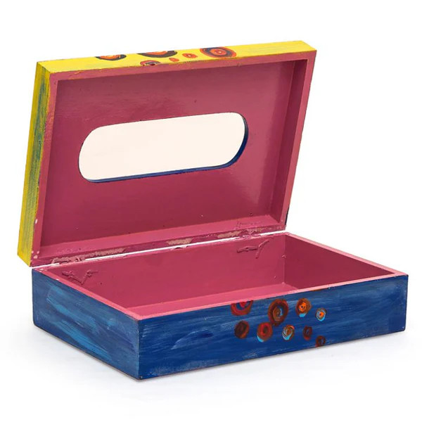 Hand Painted wooden Tissue Box- ABSTRACT FUN