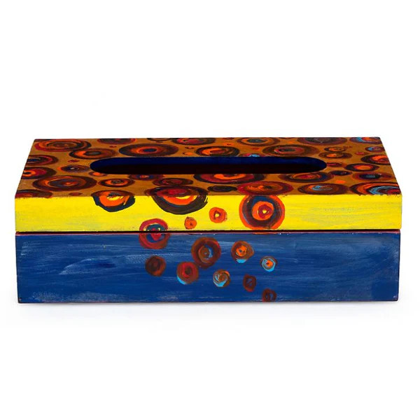 Hand Painted wooden Tissue Box- ABSTRACT FUN