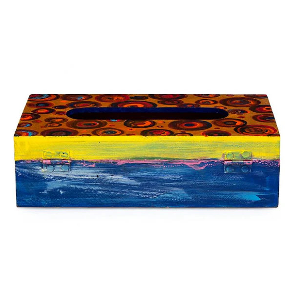 Hand Painted wooden Tissue Box- ABSTRACT FUN