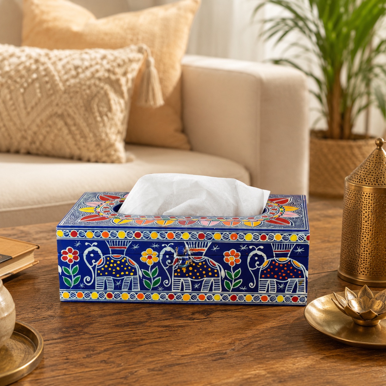 Hand Painted Wooden Tissue Box : Wabi-Sabi