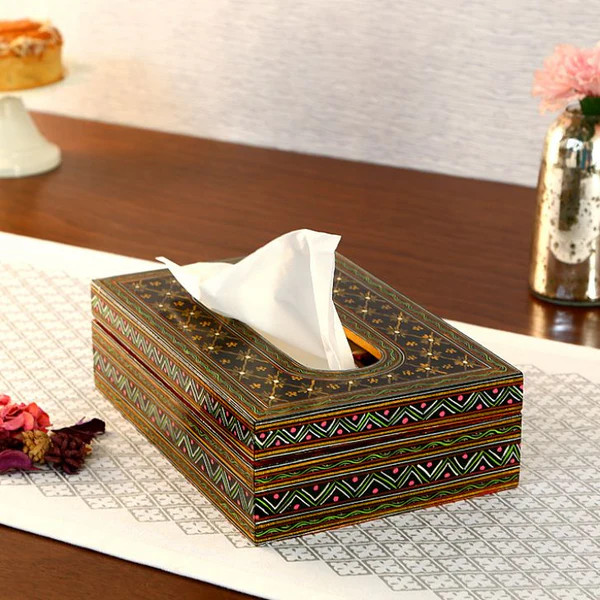 Hand Painted wooden Tissue Box