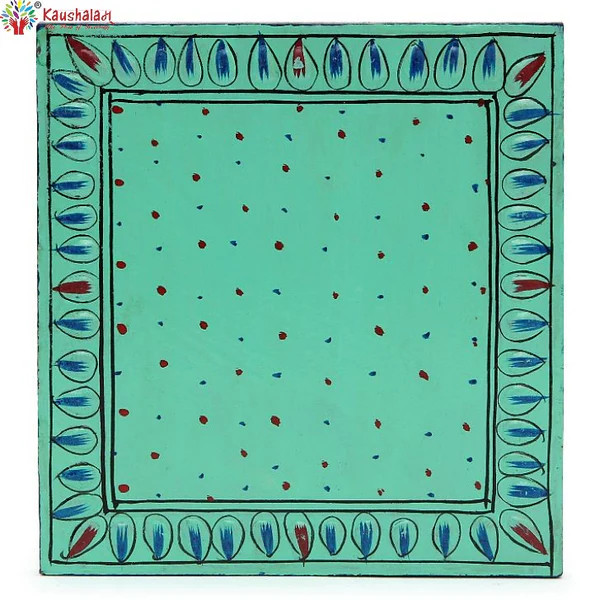 Hand Painted Coasters - Aqua Green, Mughal Art