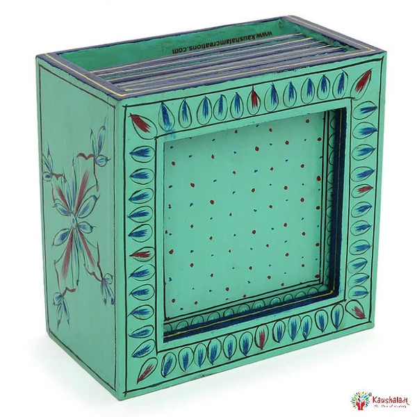 Hand Painted Coasters - Aqua Green, Mughal Art