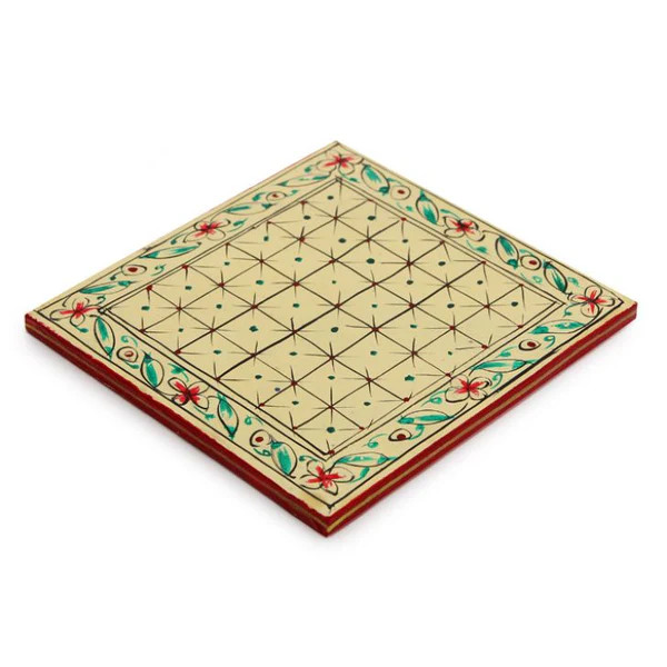 hand Painted Coasters - Elegant White, Mughal Art