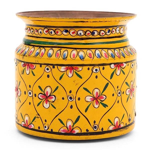 Hand Painted Copper Kalash: Small Pot, Sugar pot Hand Painted Copper Kalash: Small Pot, Sugar pot