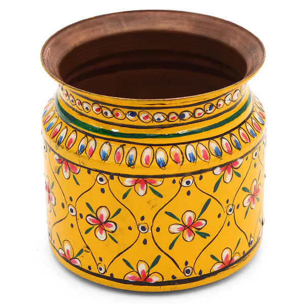 Hand Painted Copper Kalash: Small Pot, Sugar pot Hand Painted Copper Kalash: Small Pot, Sugar pot