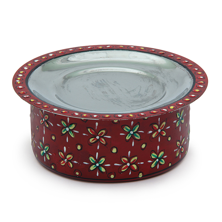 Hand-Painted Stainless Steel Serving Bowl Set (Set of 3): Containers with lid, Small bowls, Dip Servers Hand-Painted Stainless Steel Serving Bowl Set (Set of 3): Containers with lid, Small bowls, Dip Servers