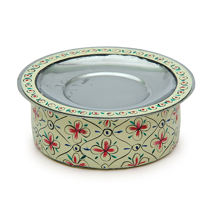 Hand-Painted Stainless Steel Serving Bowl Set (Set of 3): Containers with lid, Small bowls, Dip Servers Hand-Painted Stainless Steel Serving Bowl Set (Set of 3): Containers with lid, Small bowls, Dip Servers