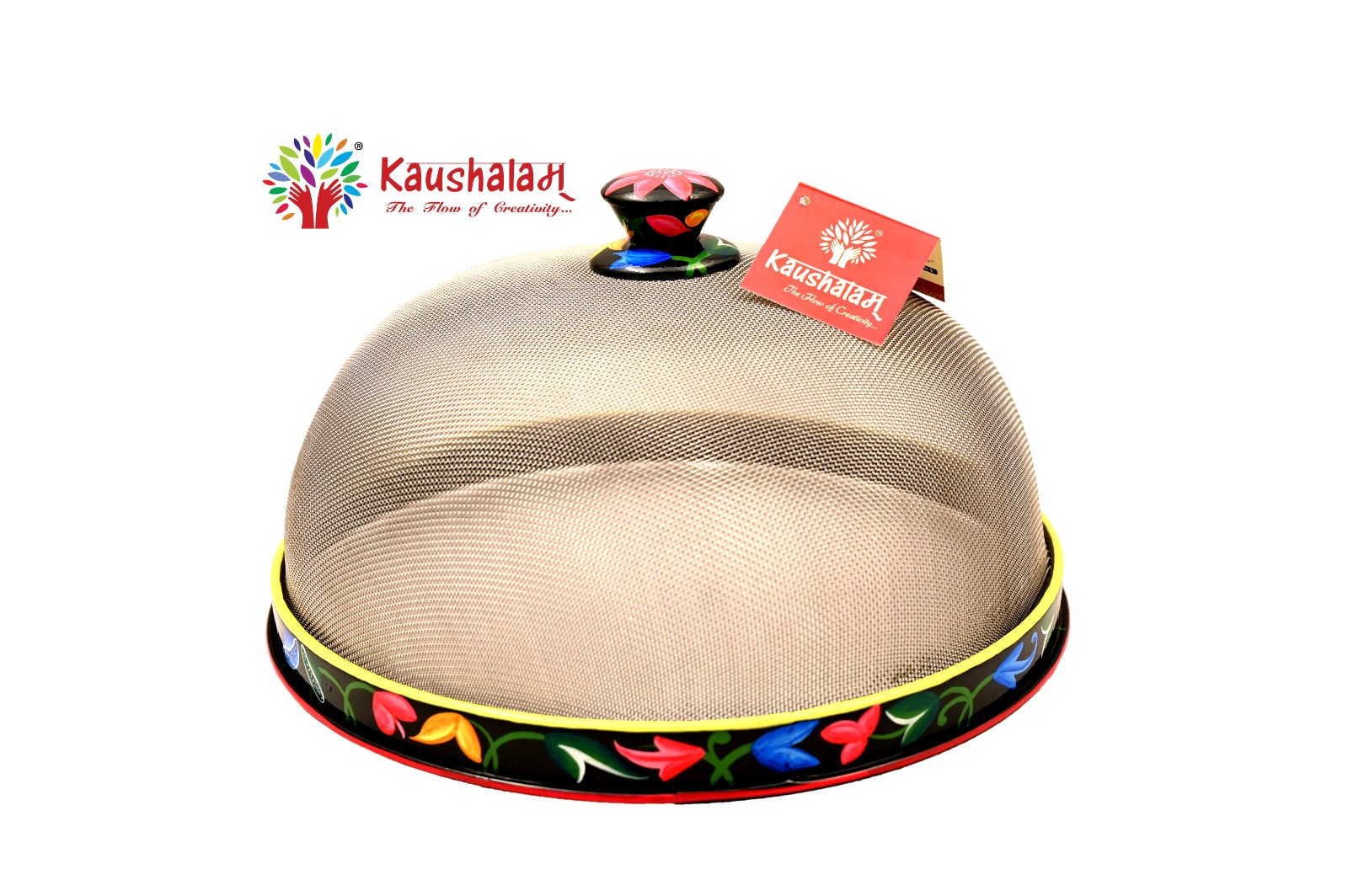 Hand painted Floral Dome food cover & Tray Set