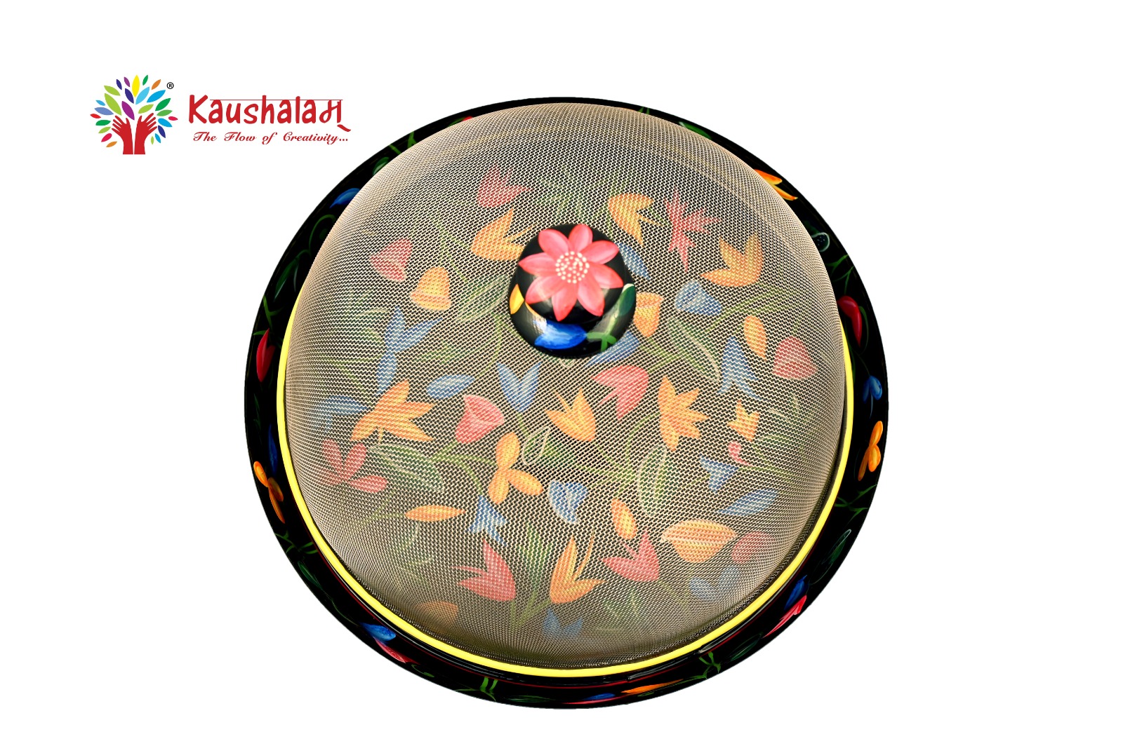 Hand painted Floral Dome food cover & Tray Set