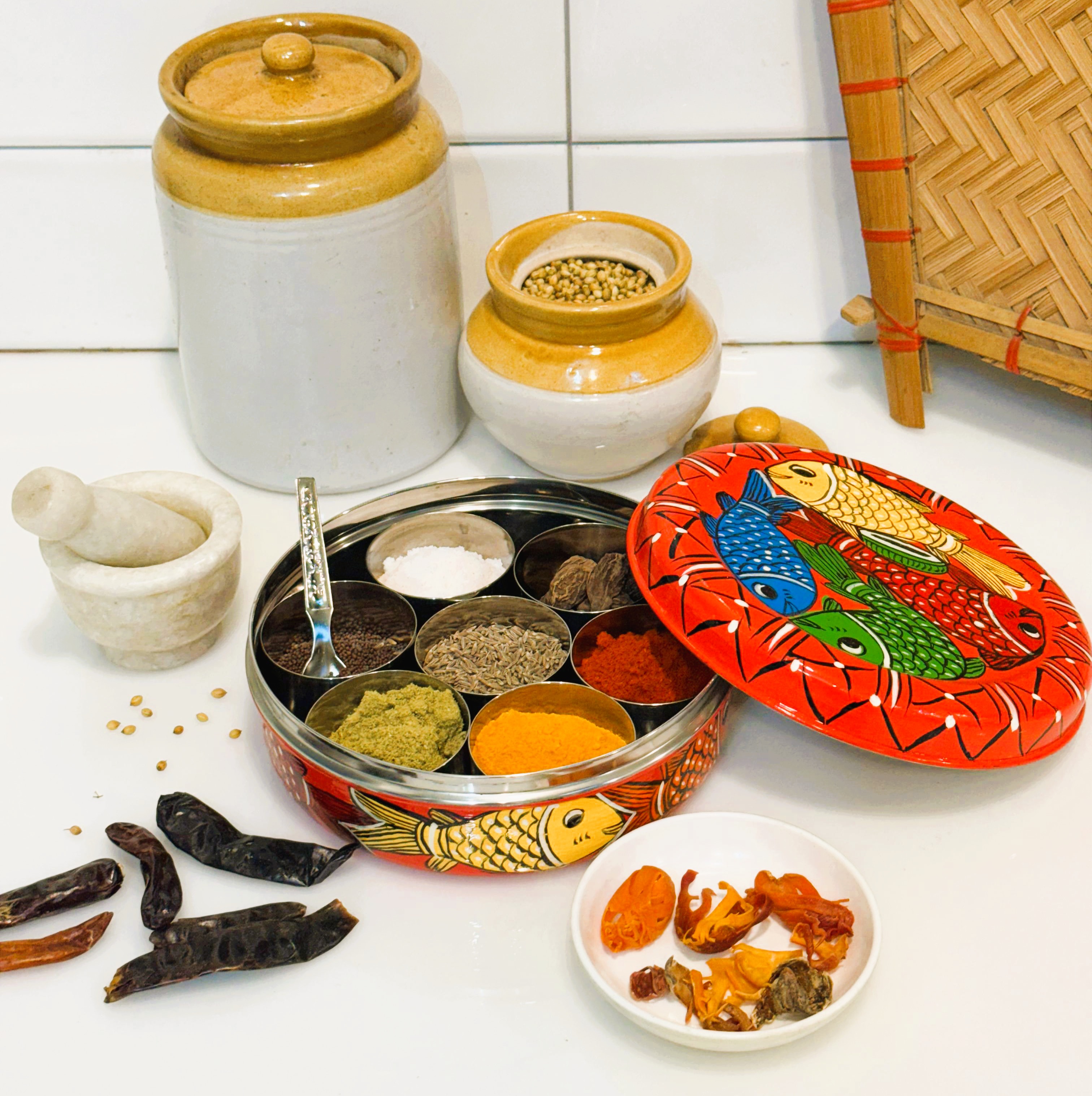 Hand-Painted Indian Spice Box |Pattachitra Tribal Art Hand-Painted Indian Spice Box |Pattachitra Tribal Art
