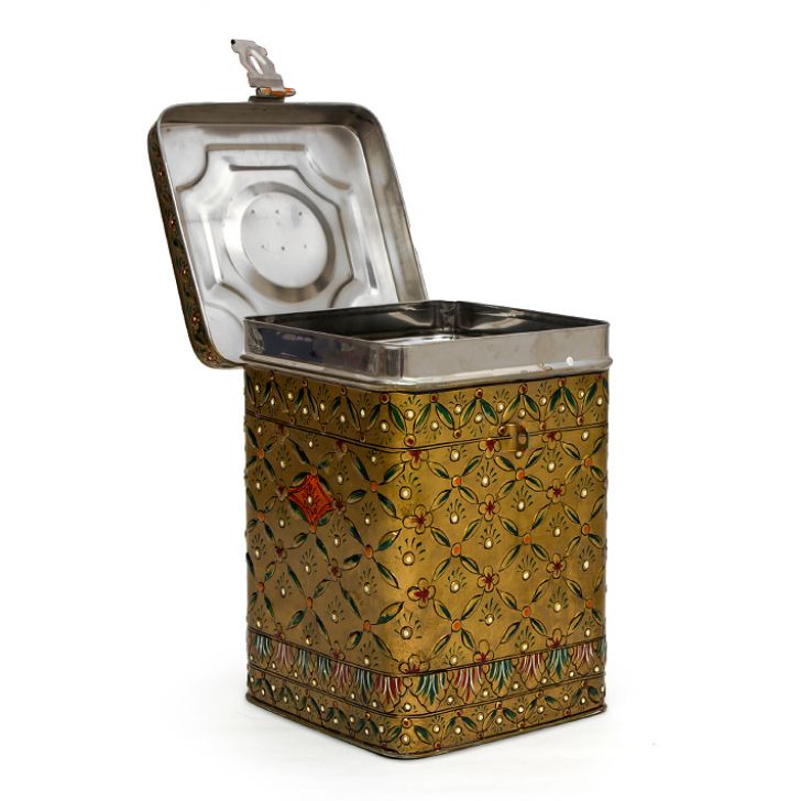 Hand Painted Canister: Bronze Color Stainless Steel Tin Hand Painted Canister: Bronze Color Stainless Steel Tin