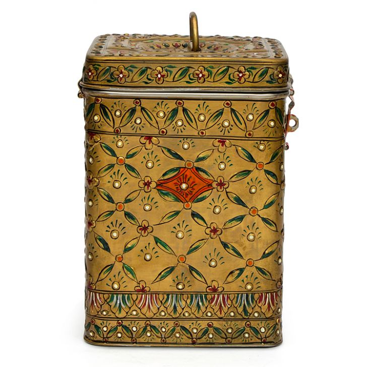 Hand Painted Canister: Bronze Color Stainless Steel Tin Hand Painted Canister: Bronze Color Stainless Steel Tin