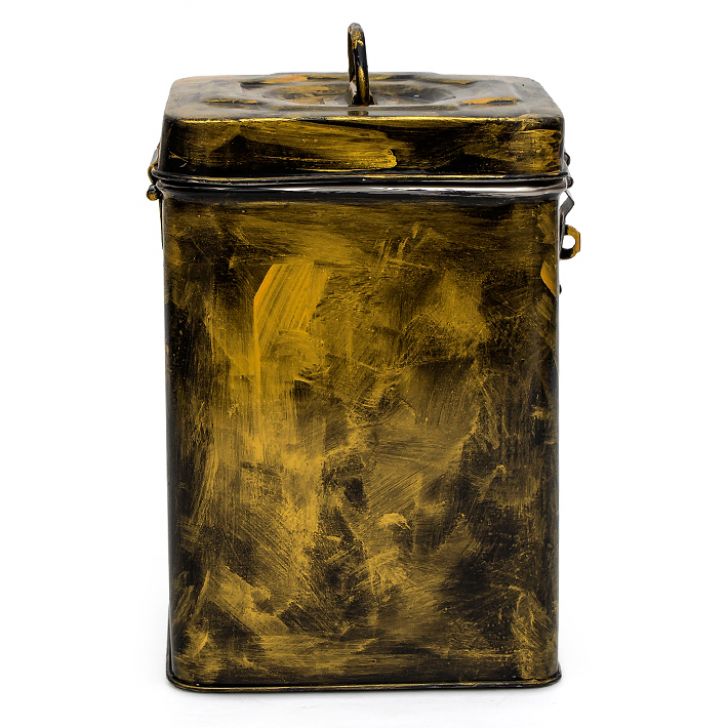 Hand Painted Canister: Black Antiqua Stainless Steel Tin