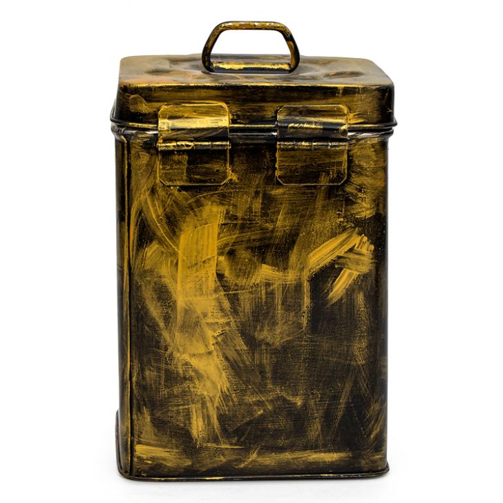 Hand Painted Canister: Black Antiqua Stainless Steel Tin