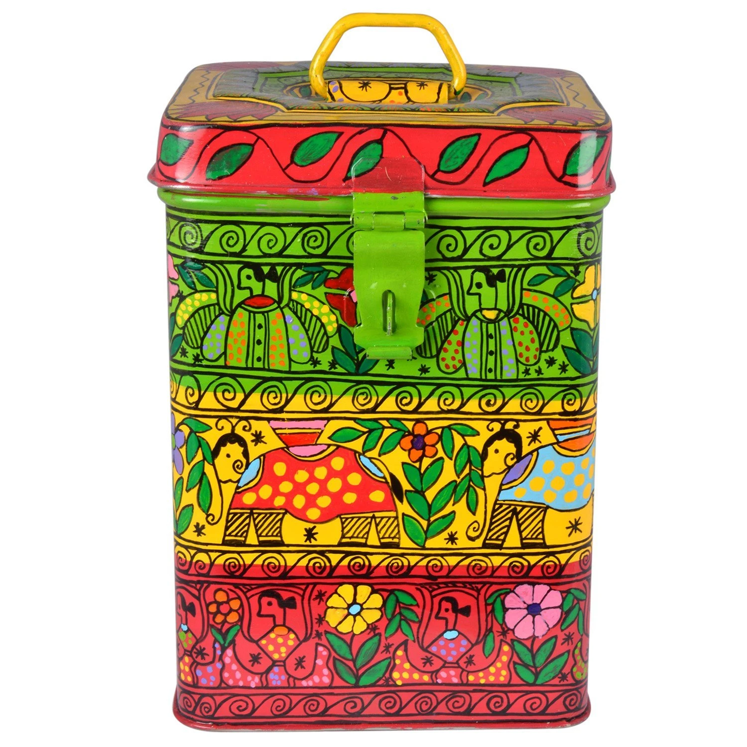 Hand Painted Canister: Flora & Fauna Stainless Steel Tin