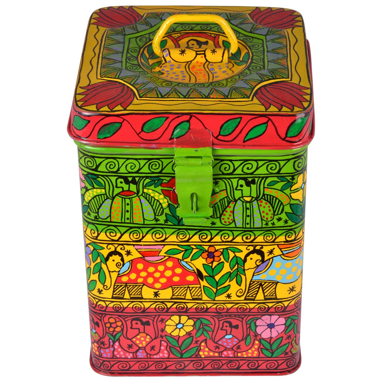 Hand Painted Canister: Flora & Fauna Stainless Steel Tin Hand Painted Canister: Flora & Fauna Stainless Steel Tin