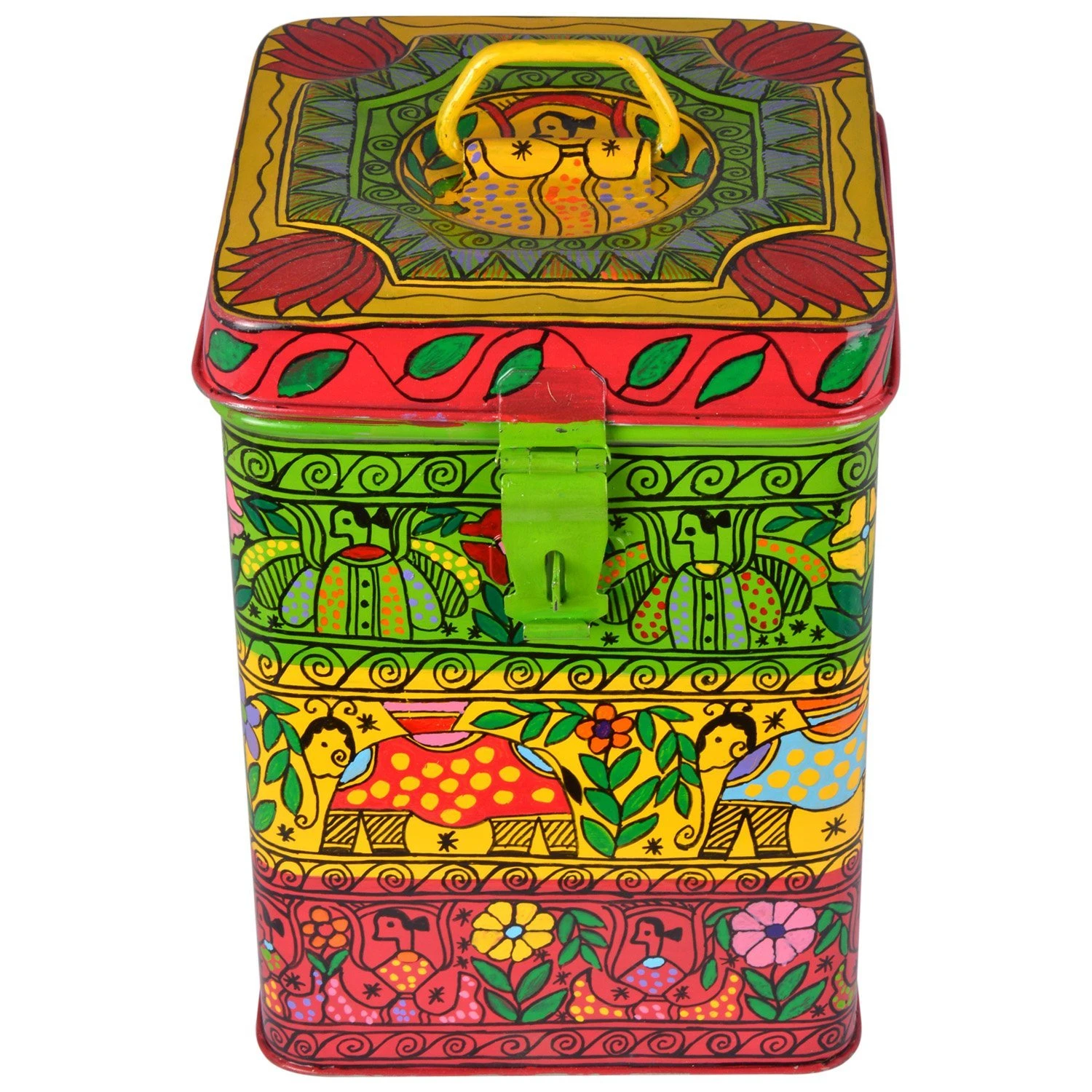 Hand Painted Canister: Flora & Fauna Stainless Steel Tin