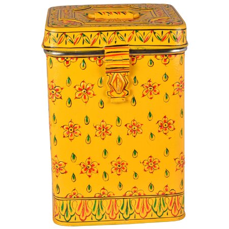 Hand Painted Canister: Yellow Stainless Steel Cookie Jar Hand Painted Canister: Yellow Stainless Steel Cookie Jar