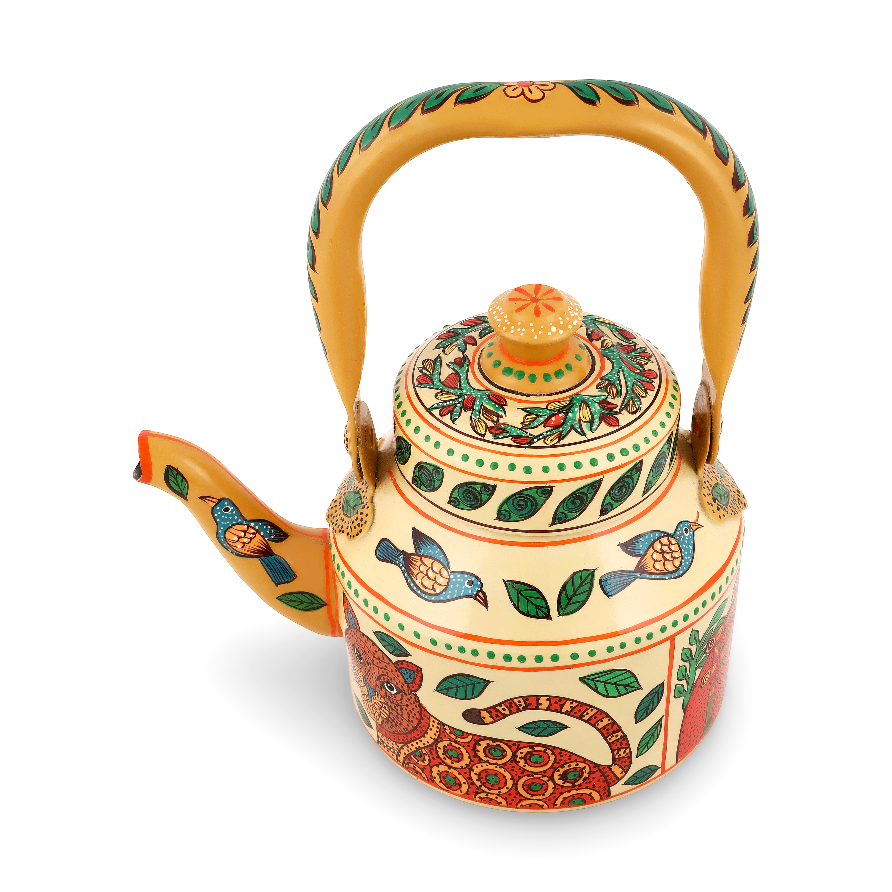 Hand Painted Tea Kettle: Gond Art, Madhya Pradesh: Desh Ka Garv Collection