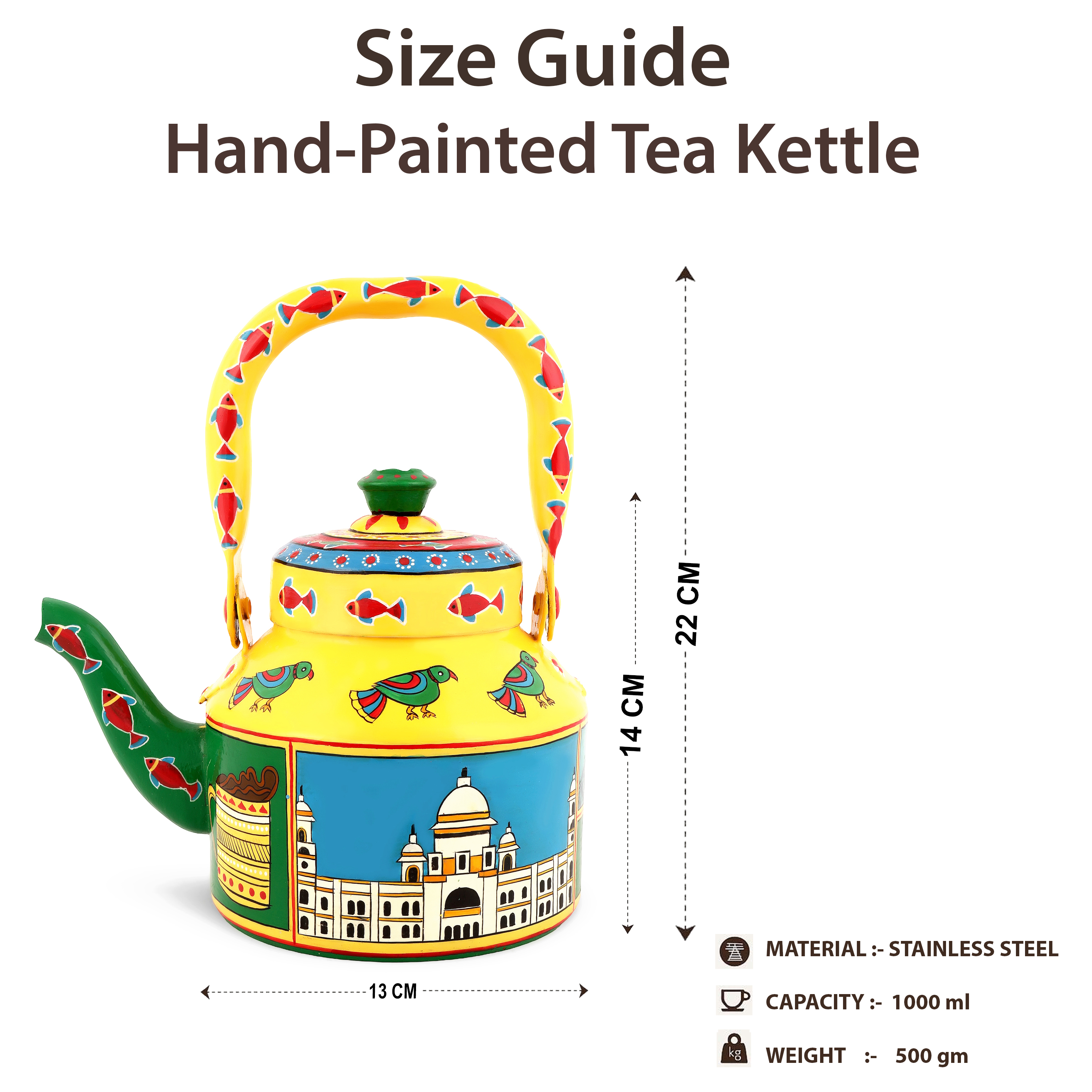 Hand Painted Kettle Kalighat Art - West Bengal | Desh Ka Garv Collection