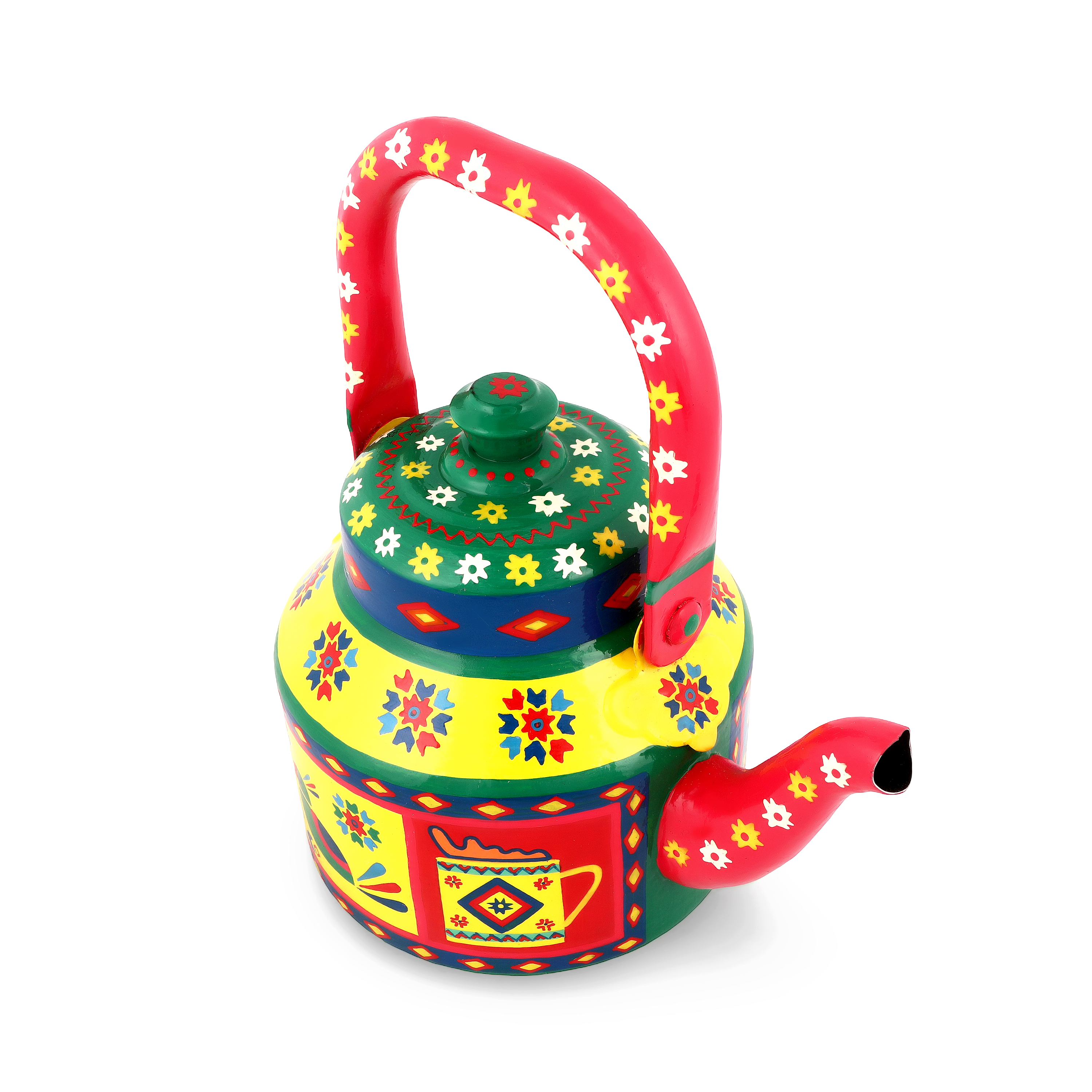 Hand-Painted Tea Kettle – Phulkari, Punjab - Desh Ka Garv Collection
