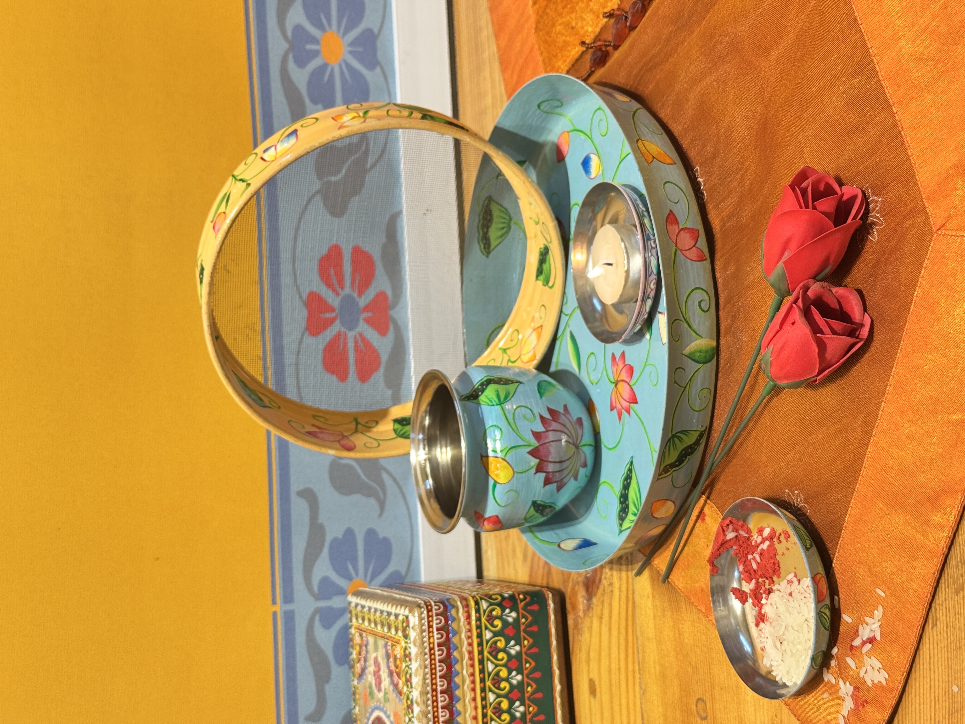 Karwa Chauth Puja Thali Set - Lotus  Karwa Chauth Puja Thali Set - Lotus