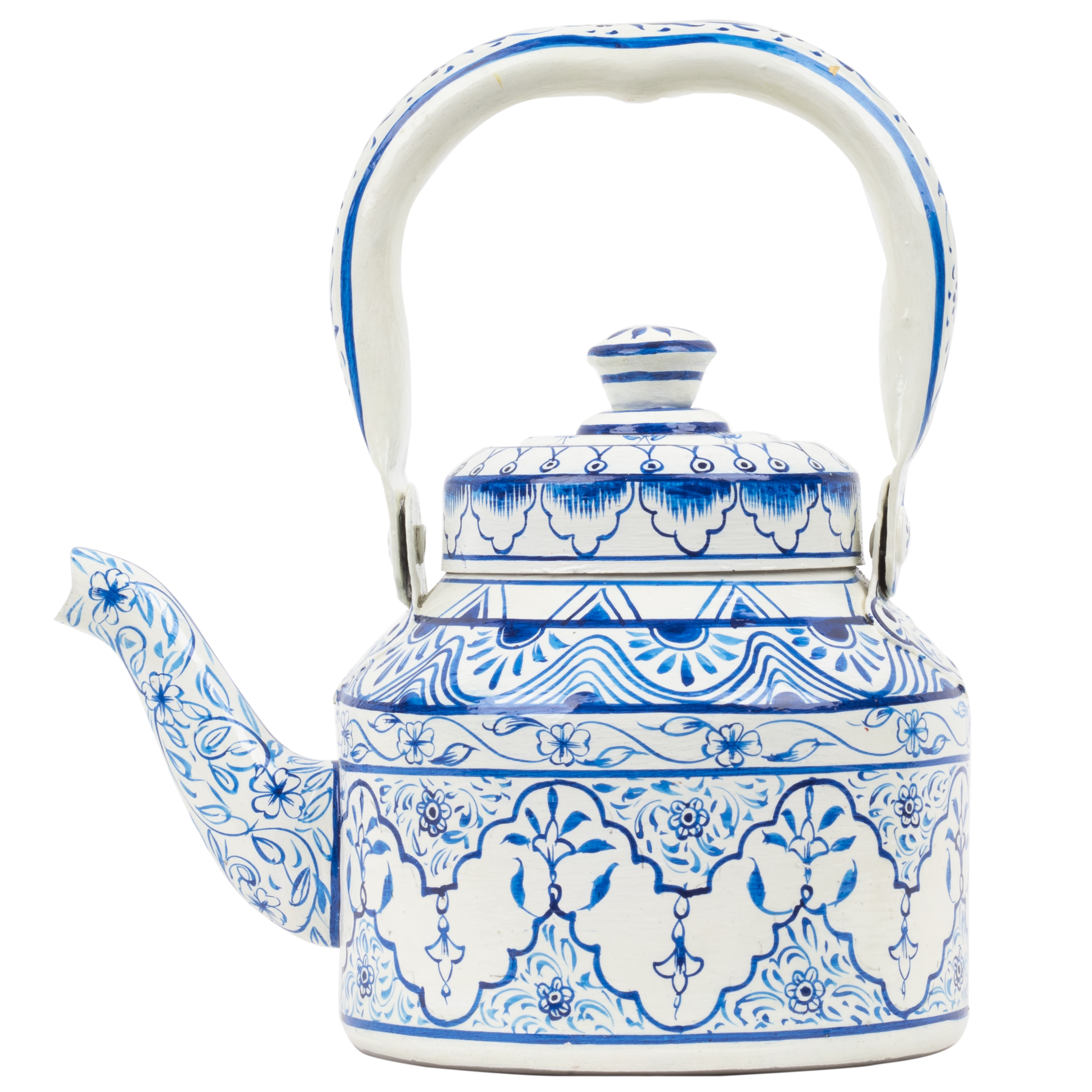Hand Painted Stainless Steel Tea Kettle: Royal Jaipur