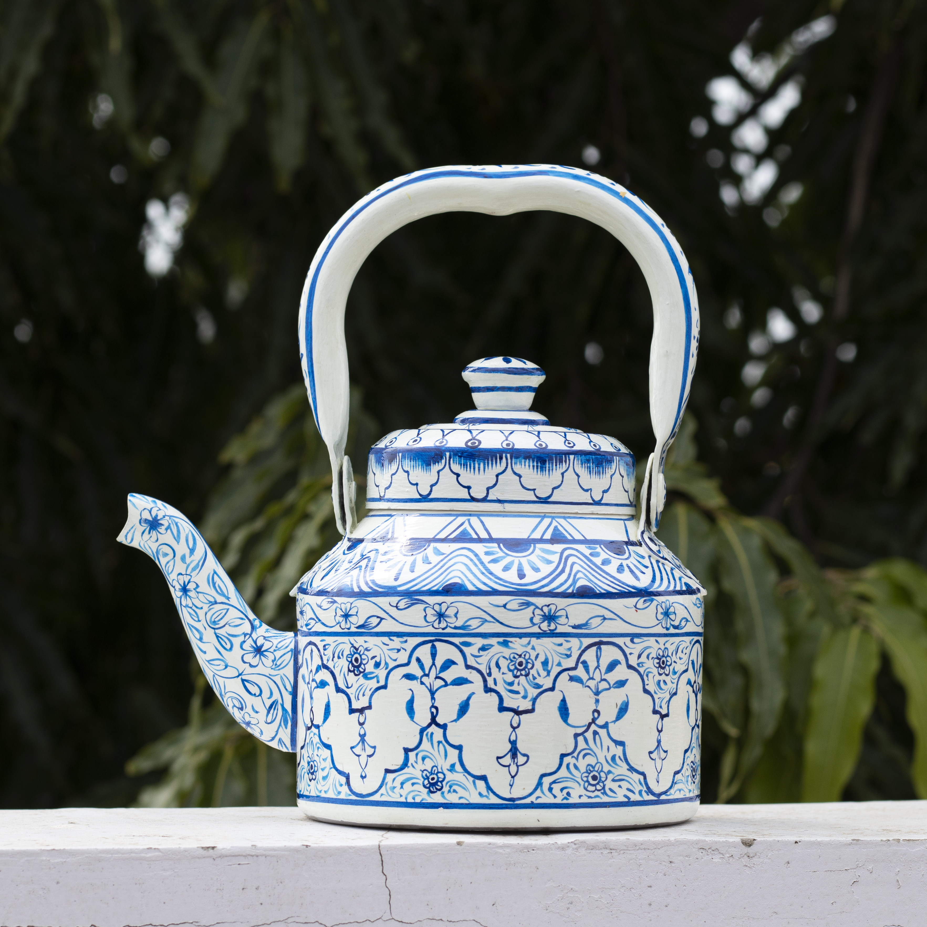 Hand Painted Stainless Steel Tea Kettle: Royal Jaipur Hand Painted Stainless Steel Tea Kettle: Royal Jaipur