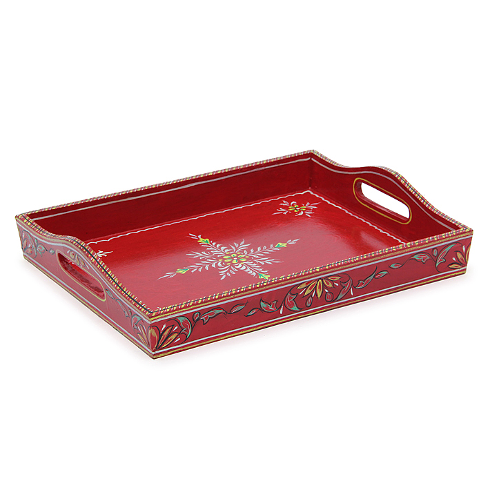 Hand Painted Tray : Exotica Red