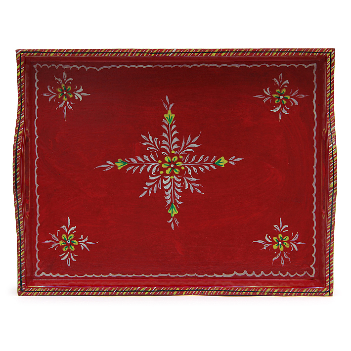 Hand Painted Tray : Exotica Red