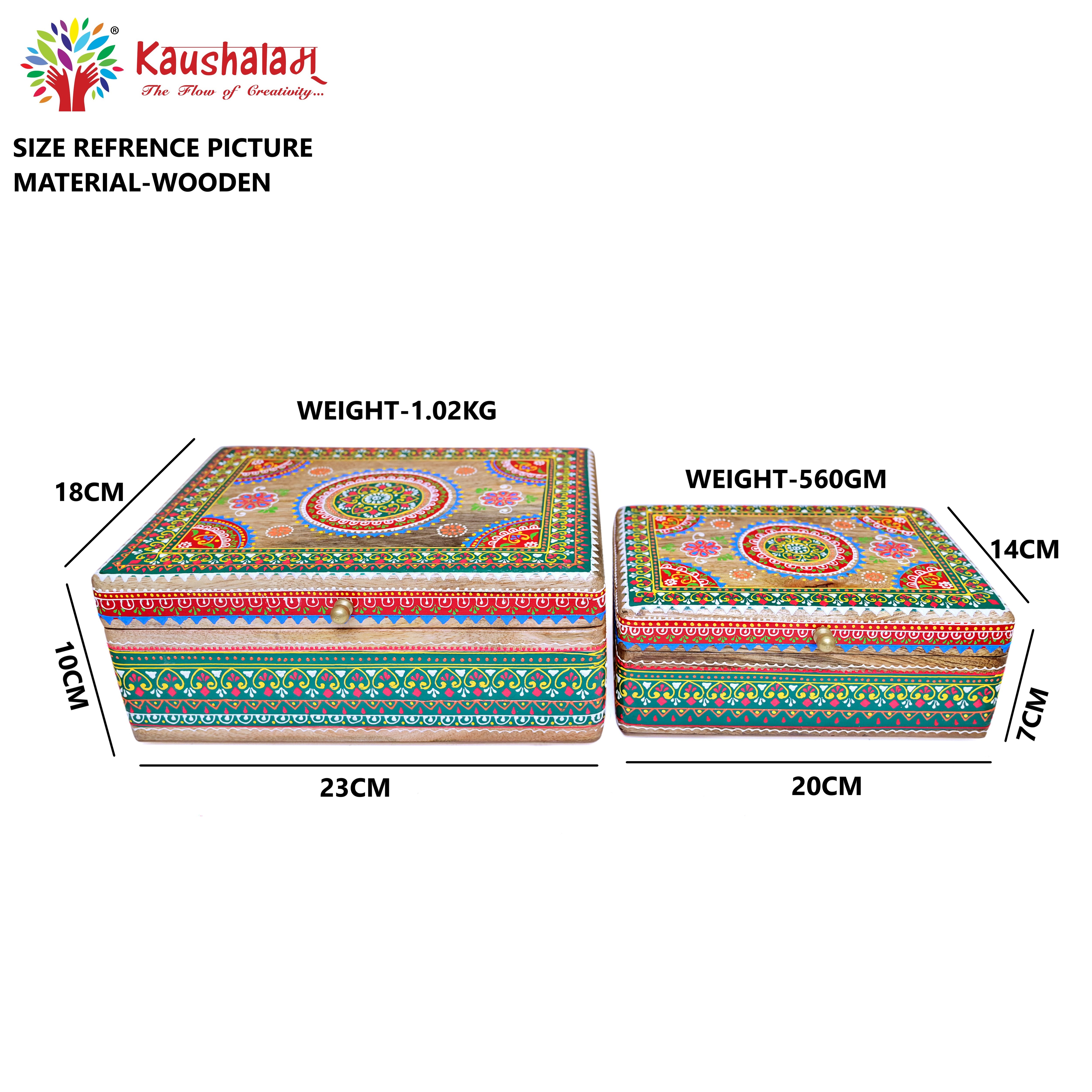 Hand Painted Boxes Set of Two: Indian Treasure Chests