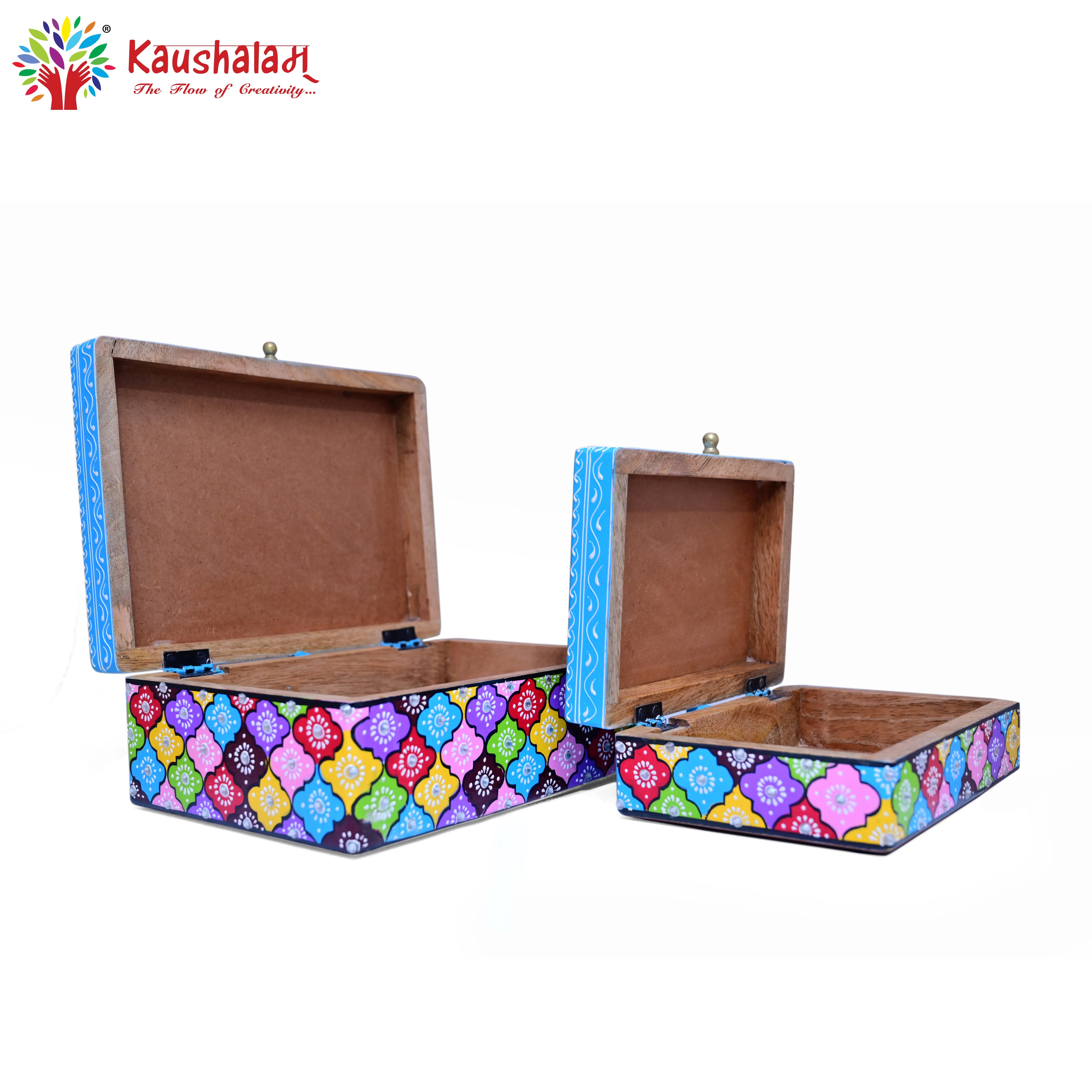 Hand Painted Boxes Set of Two: Accent Boxes