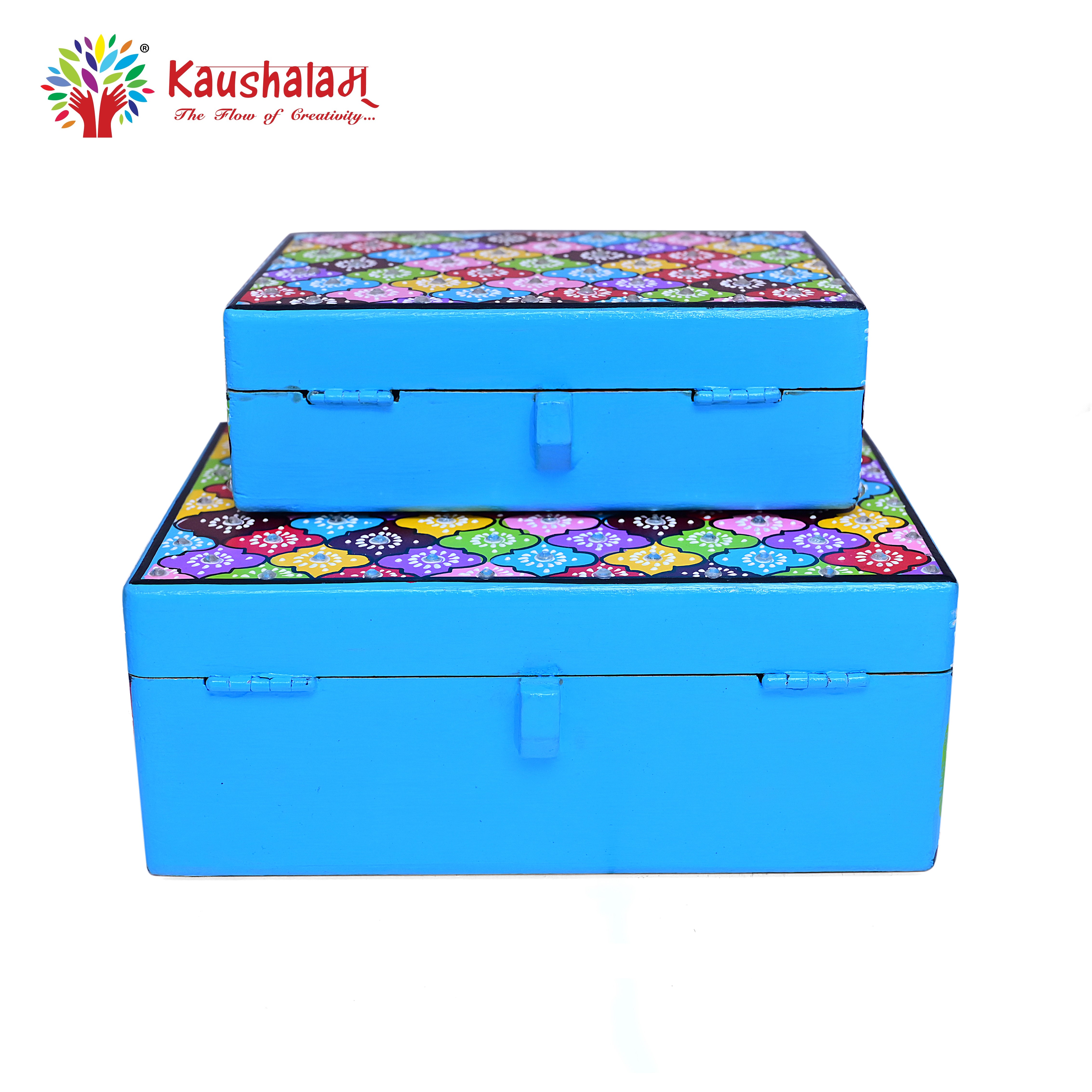 Hand Painted Boxes Set of Two: Accent Boxes