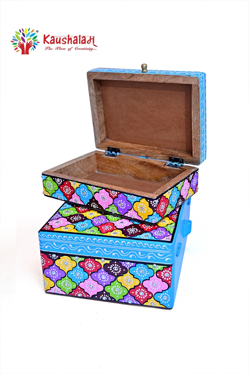 Hand Painted Boxes Set of Two: Accent Boxes