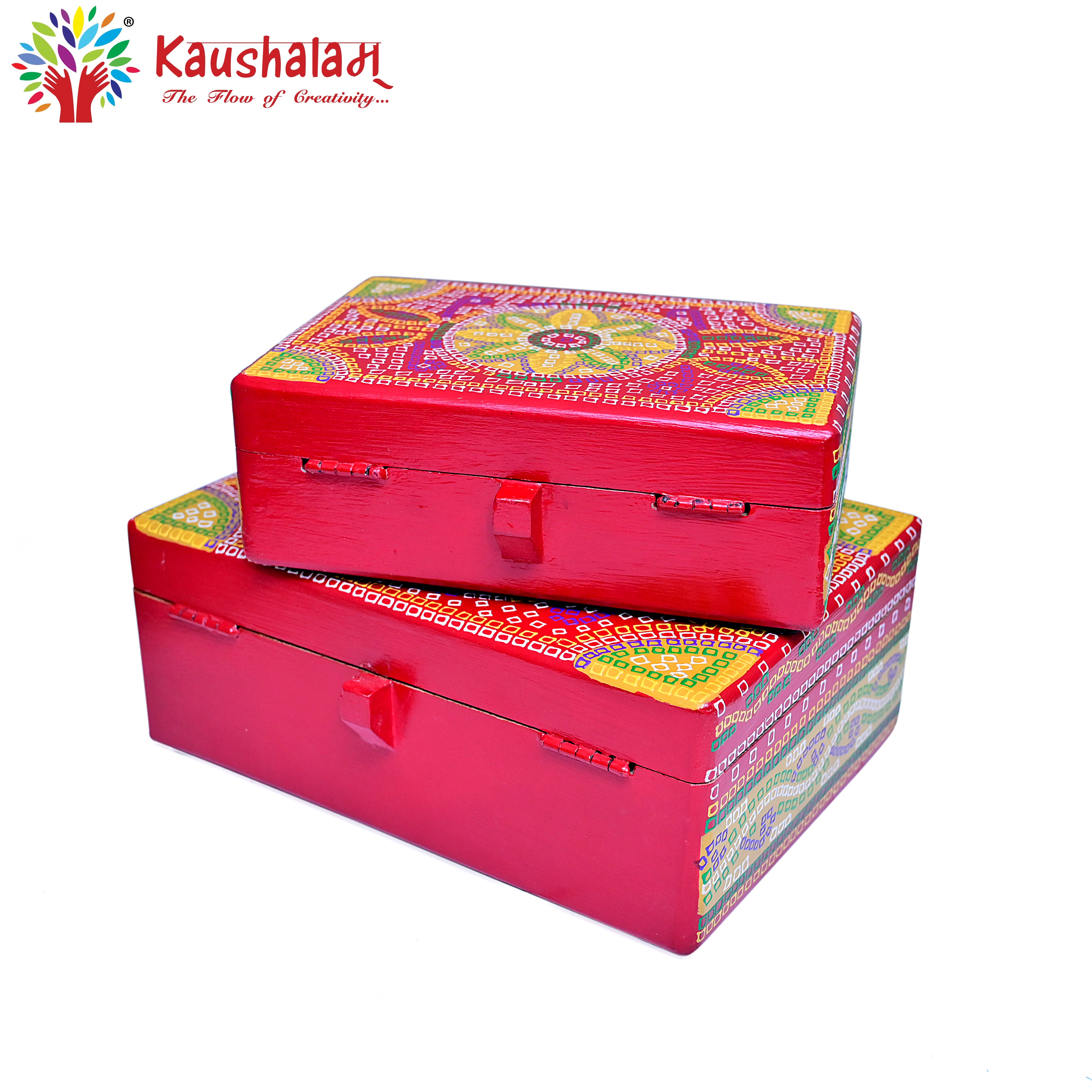 Hand Painted Boxes Set of Two: Keep Sake Boxs