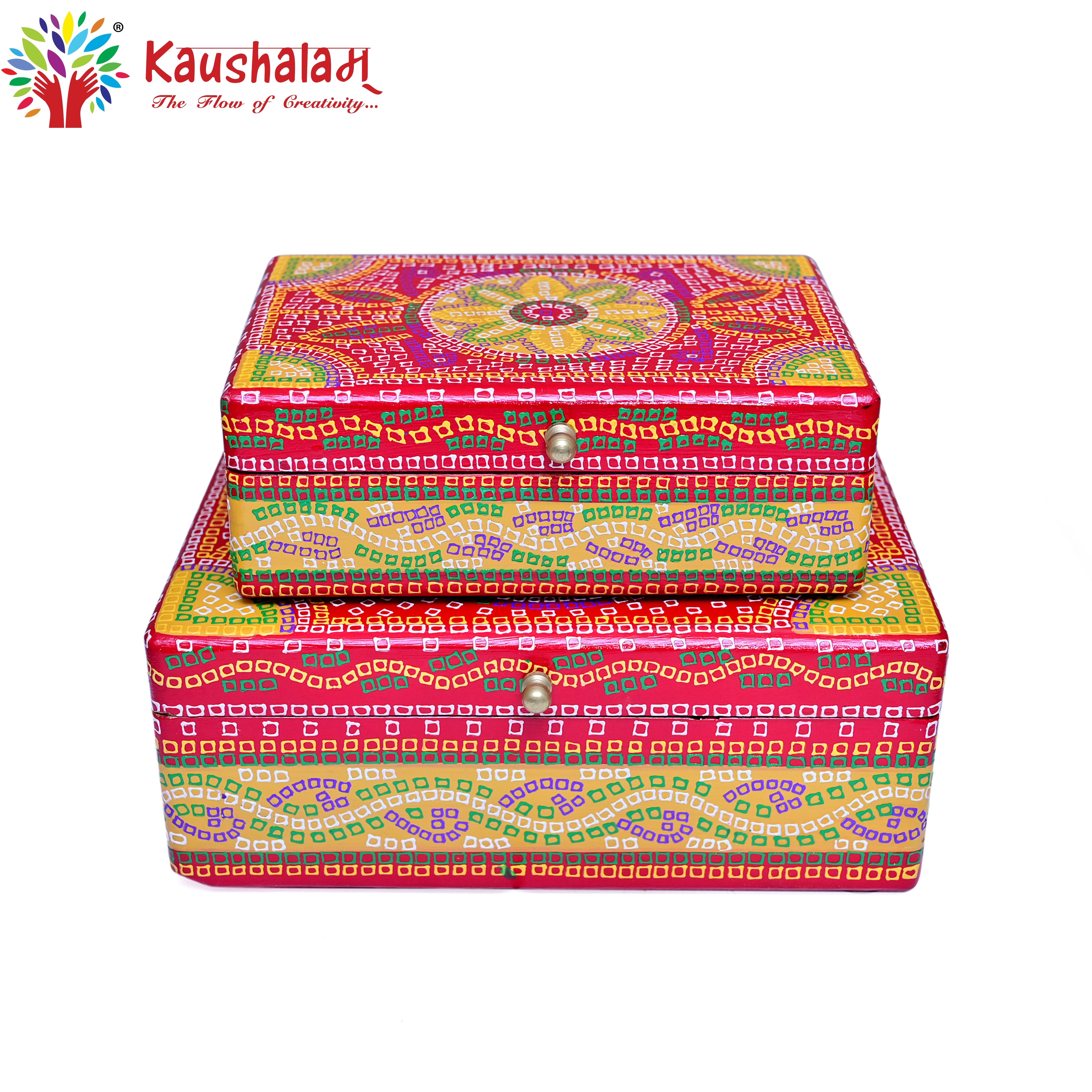Hand Painted Boxes Set of Two: Keep Sake Boxs