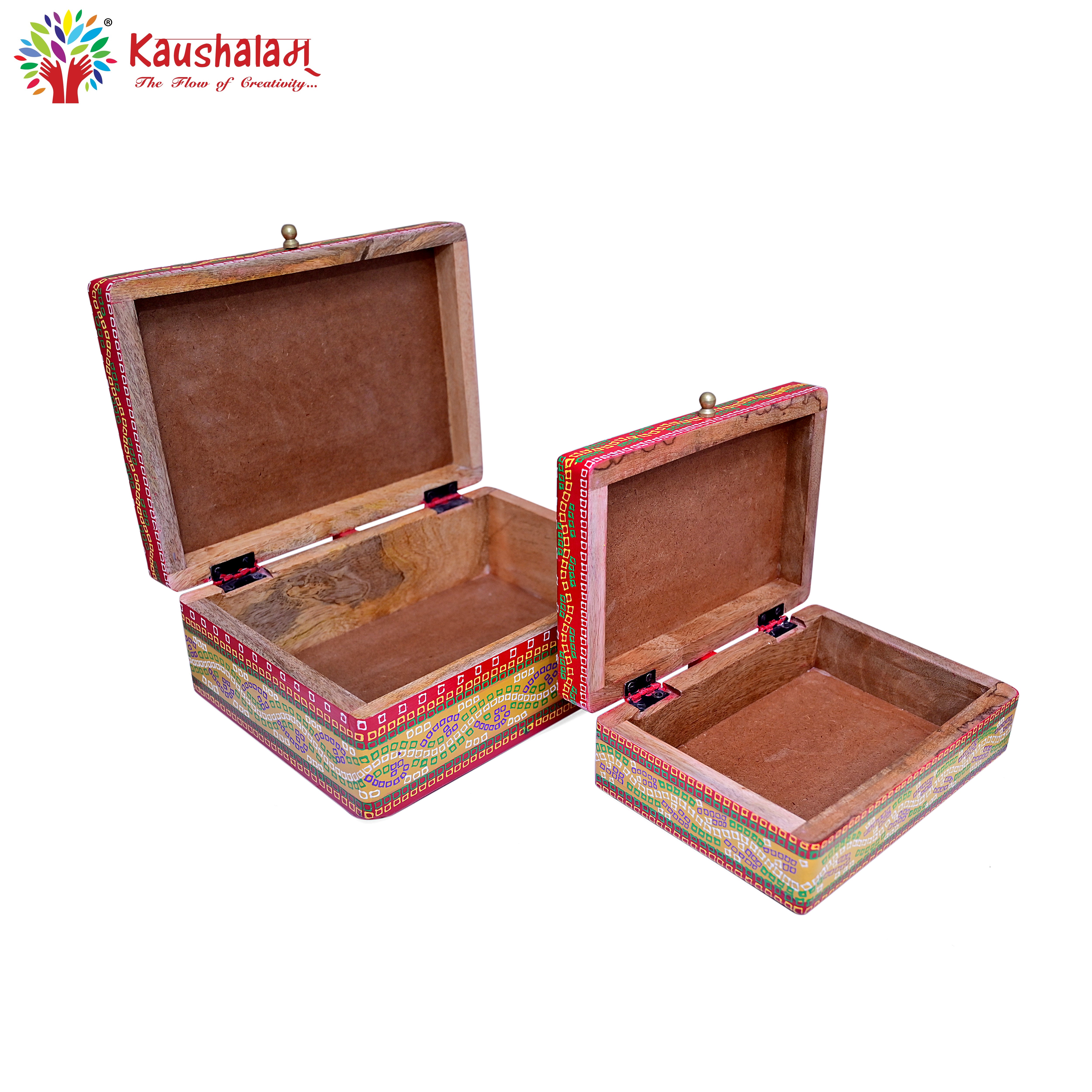 Hand Painted Boxes Set of Two: Keep Sake Boxs