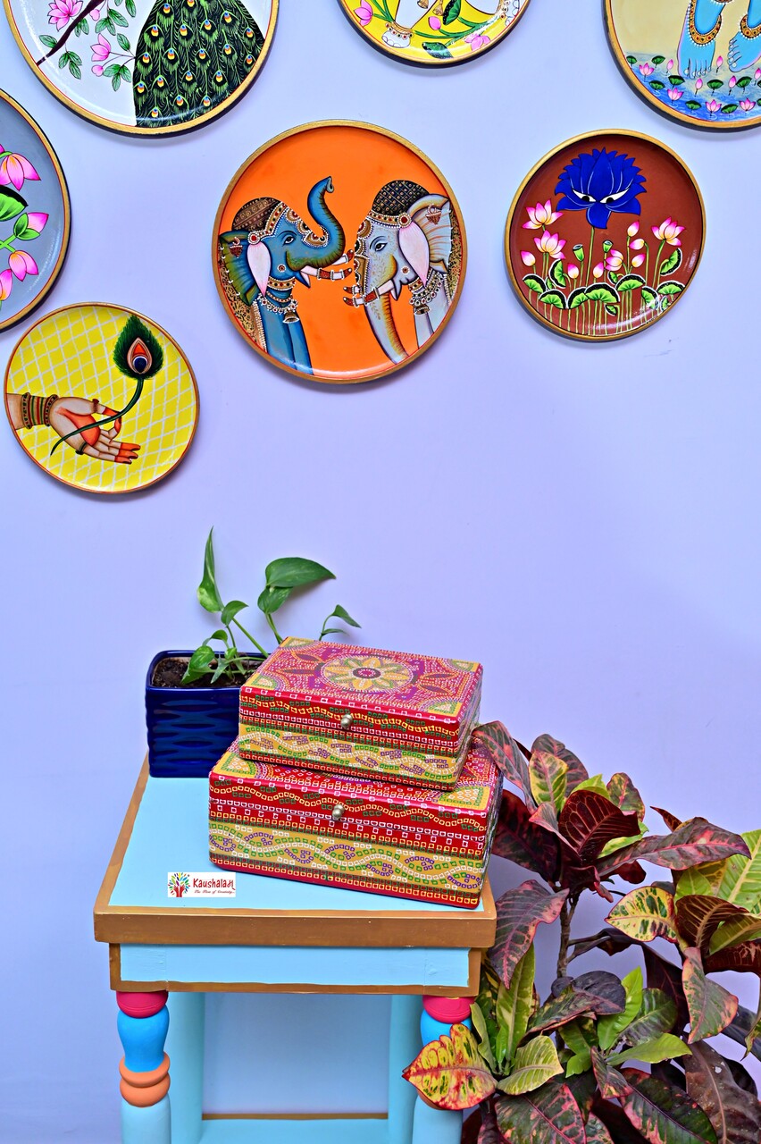 Hand Painted Boxes Set of Two: Keep Sake Boxs