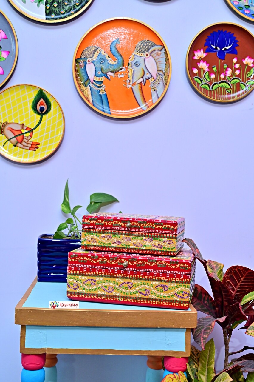 Hand Painted Boxes Set of Two: Keep Sake Boxs