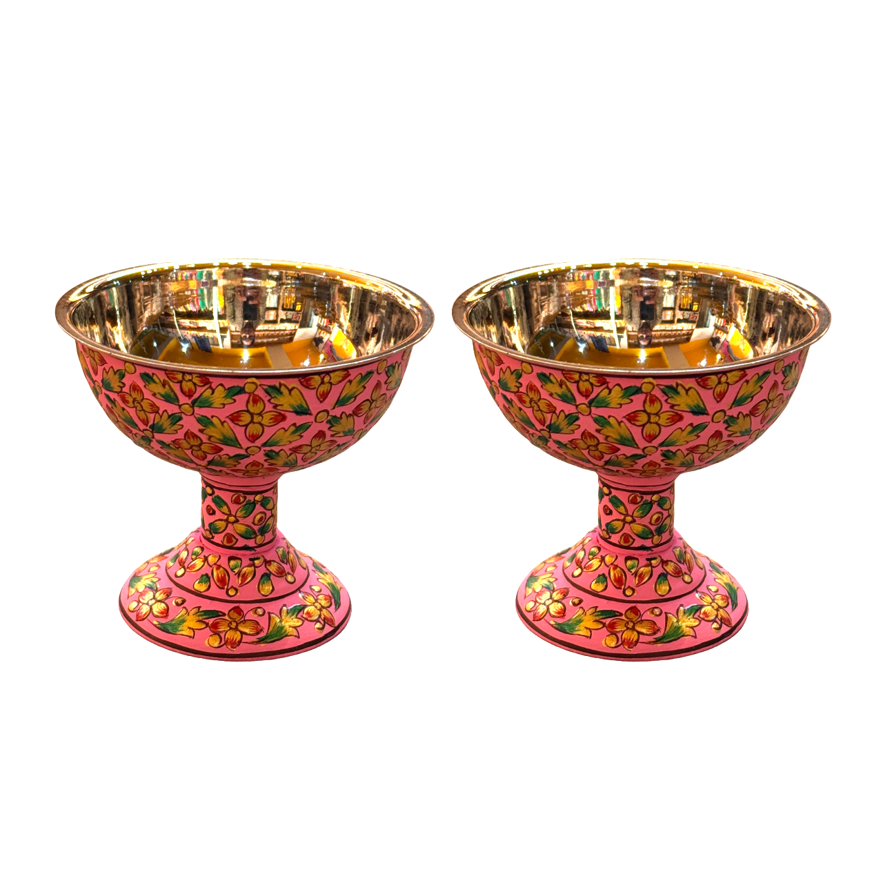Hand Painted Ice cream Bowl Set of 2  : Pink