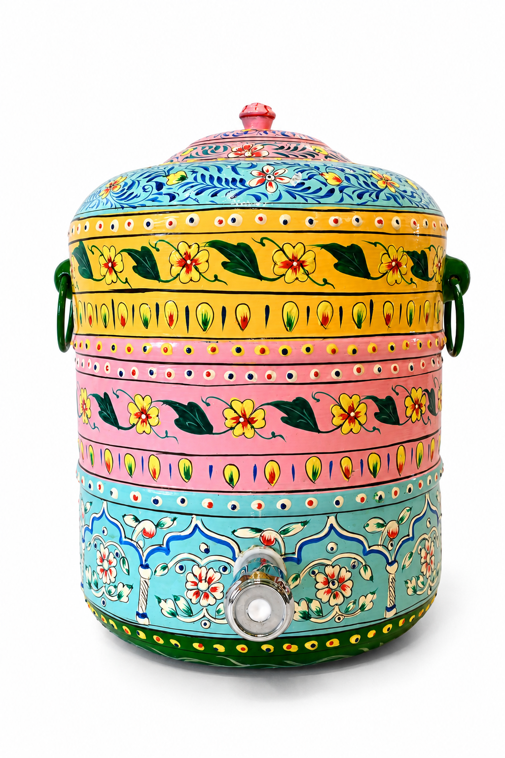 Hand-Painted Stainless Steel Juice Dispenser – 6L | Floral Art Beverage Server
