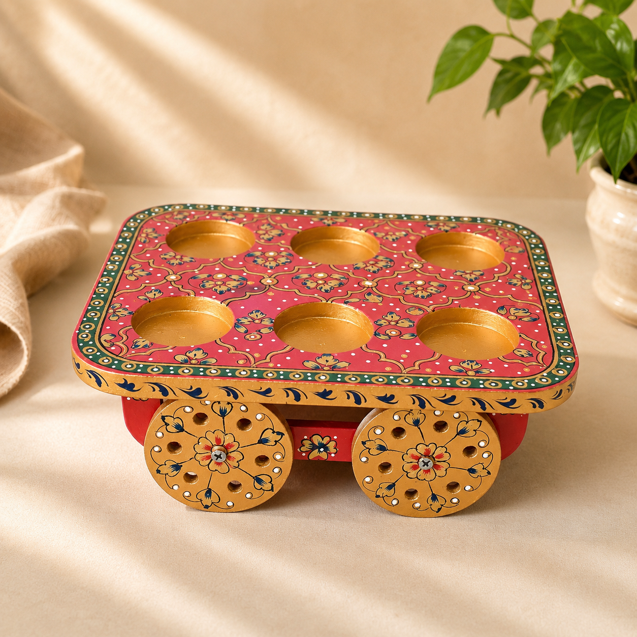 MEHFIL – Luxury Tea Cart Set with Crystal Work | Kettle, 6 Glasses & Serving Cart